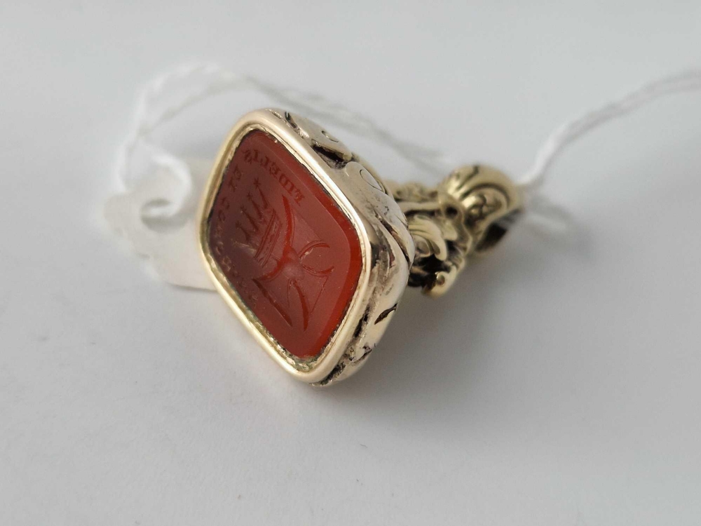 A gold cased fob seal with cornelian - Image 4 of 4