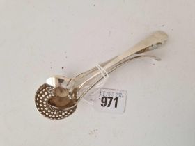 A Georgian small sifter spoon, London 1806 and 2 salt spoons