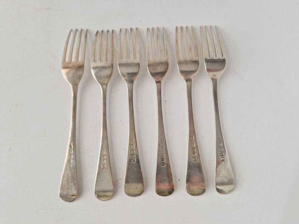 A set of six plain OE pattern dessert forks, good condition, London 1798 by RC, 225 g - Image 2 of 2