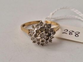 A diamond cluster ring, 9ct, size W, 3.7 g