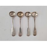 A set of four Victorian fiddle pattern salt spoons, London 1839 by script JW