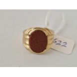 A gold stone signet ring, 10ct, size R, 7 g