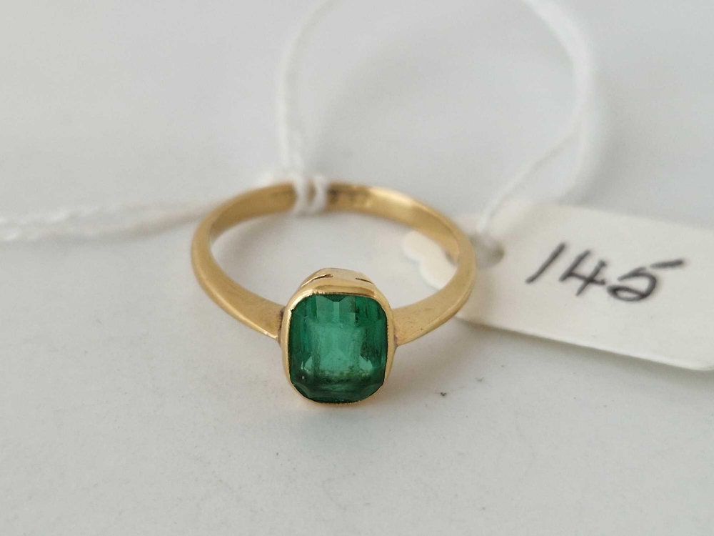 Antique Soude Emerald single stone ring 18ct hallmarked 2.4gms Size M - Image 2 of 3