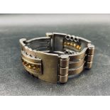 A ATTRACTIVE BI METAL SILVER AND GOLD FRENCH DESIGN PANEL BRACELET POSS JEAN DESPRES FRANCE CIRCA