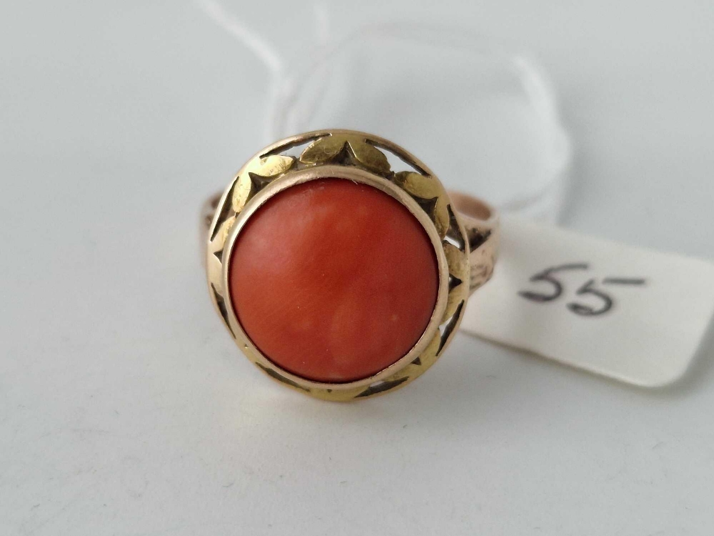 A coral set ring 14ct tested size W 5.9g - Image 2 of 3