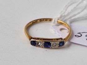 A five stone sapphire and diamond ring, 18ct, size N, 1.5 g