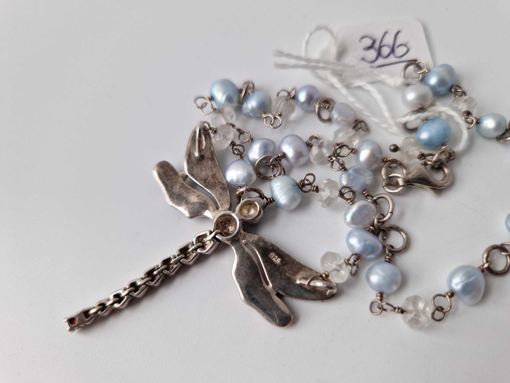 vintage silver & enamel dragonfly necklace 16.4g - Image 3 of 3