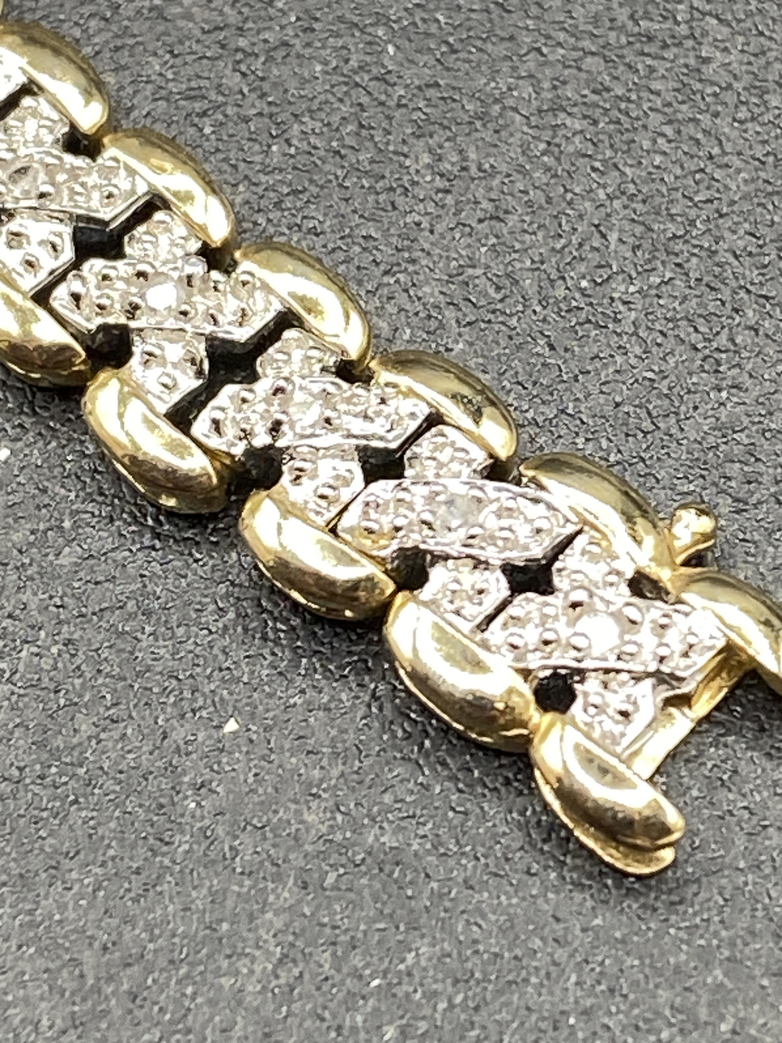 A diamond bracelet set in 9ct white & yellow gold 9.5g inc - Image 2 of 2