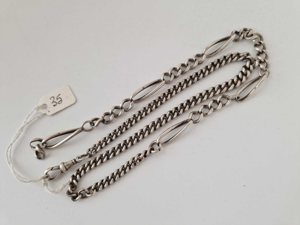 Two silver Albert watch chains, 59.5 g