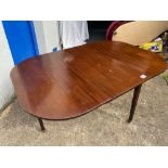 George III Mahogany lap dining table on square tapering legs with brass castors 60 x 42 in