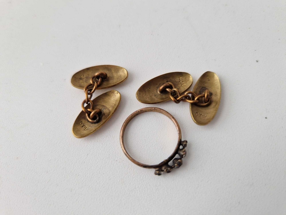 A antique five stone ring and a pair of gilt cufflinks - Image 2 of 2