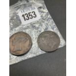 Jersey third of a shilling 1858 & 1888 penny
