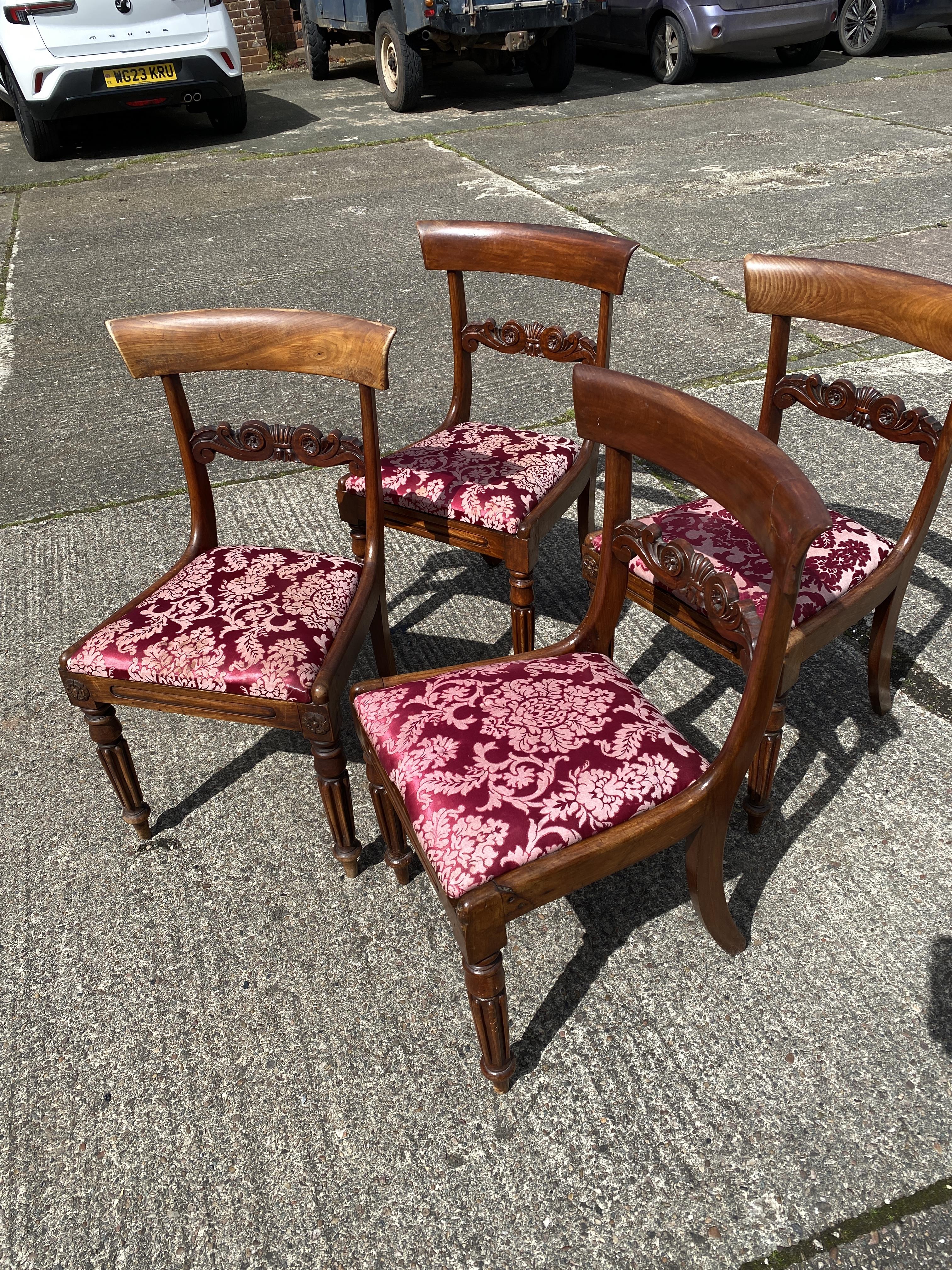 Set of four late Regency mahogany dining chairs, drop in seats - Image 2 of 3