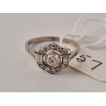 PLATINUM & DIAMOND RING WITH FRENCH CONTROL MARKS SIZE P 3.5g boxed