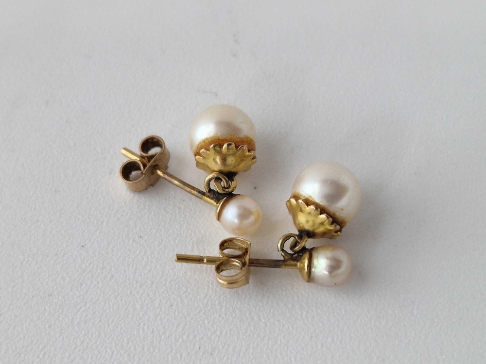 A pair of pearl ear studs, 9ct - Image 2 of 2