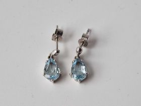 A pair of aquamarine 9ct white gold earrings 2.1g