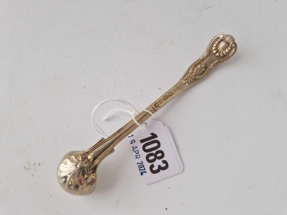 A King’s pattern William IV mustard spoon with gilt bowl, London 1834 by MC