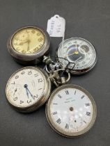 Four chrome pocket watches including two INGERSOLL