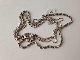 Three silver necklaces 64 gms