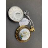 A gents gilt pocket watch and stop watch