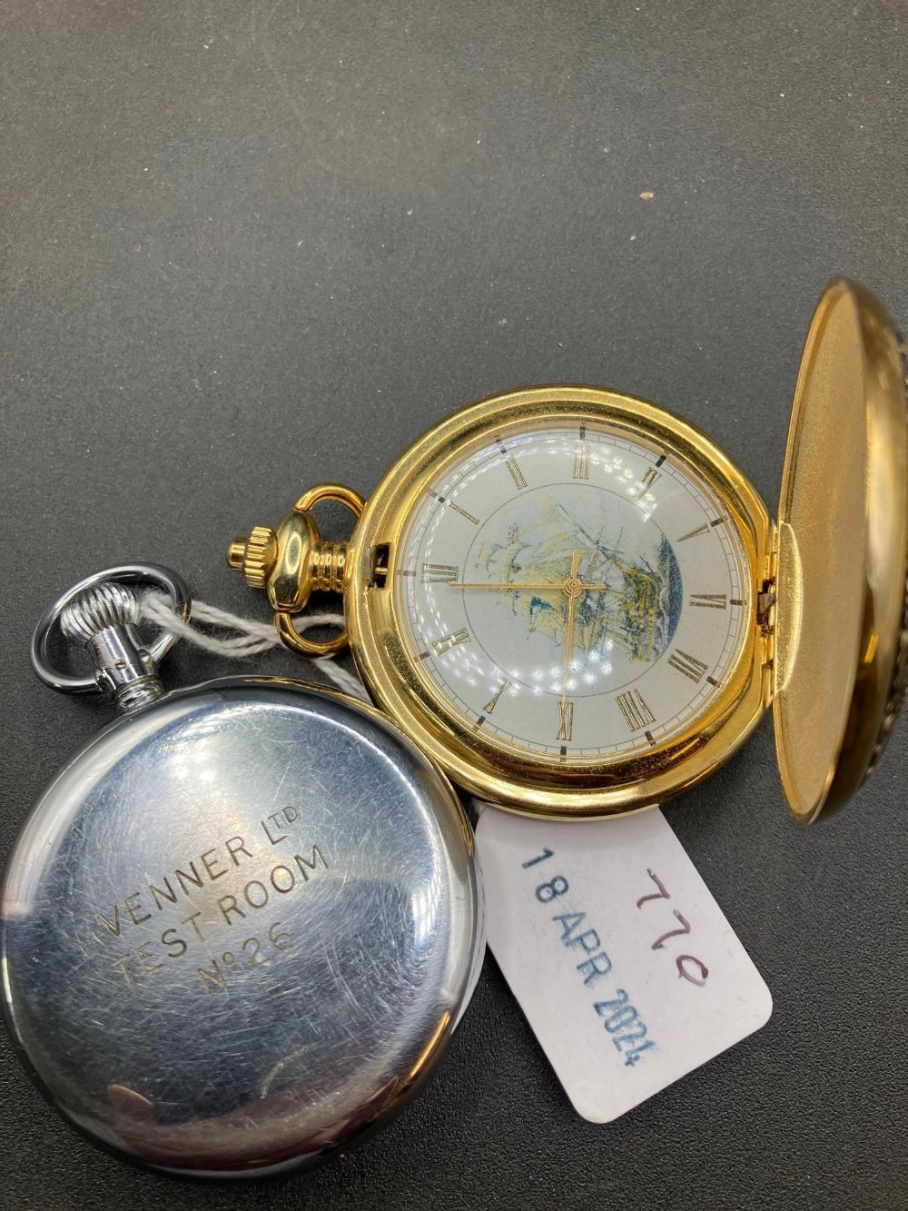 A gents gilt pocket watch and stop watch - Image 2 of 2