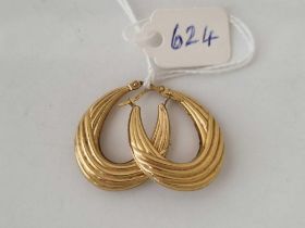 A pair of half hoop earrings, 9ct, 2.4 g