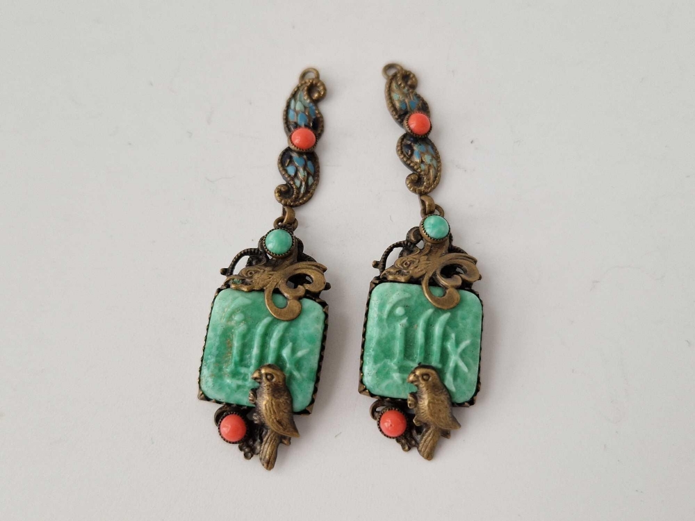 A pair of art deco metal earrings - Image 2 of 3