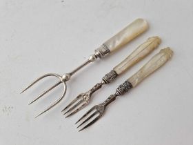 Three bread and pickle forks. MOP handles