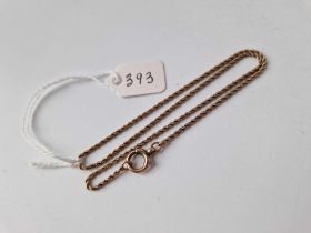 A Victorian rope link neck chain, 9ct, 13 inch, 3.8 g