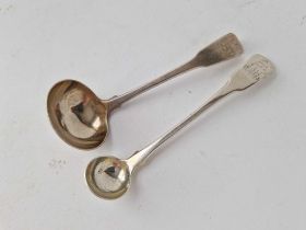 Two small crested ladles, fiddle pattern, London 1807/17, 46 g