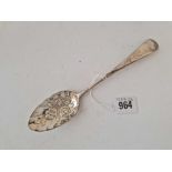 A Georgian berry spoon with embossed bowl, London 1800, 50g