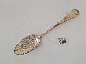 A Georgian berry spoon with embossed bowl, London 1800, 50g