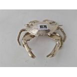 An unusual articulated crab inkstand with hinged cover, stamped STERLING ORTEGA, 6.5 inches wide,