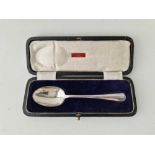 A boxed plain Christening spoon, Sheffield 1924