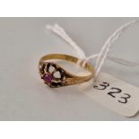 A Victorian ruby ring, 15ct, Birmingham 1868, size N, 1.6 g