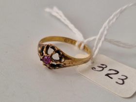 A Victorian ruby ring, 15ct, Birmingham 1868, size N, 1.6 g