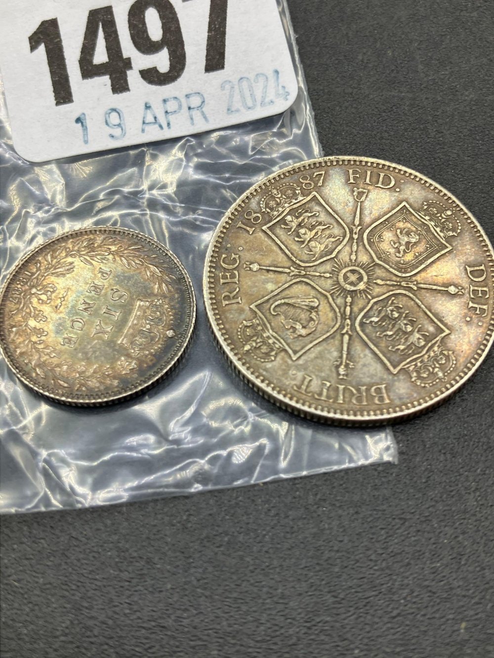 Florin and sixpence 1887 - Image 2 of 2