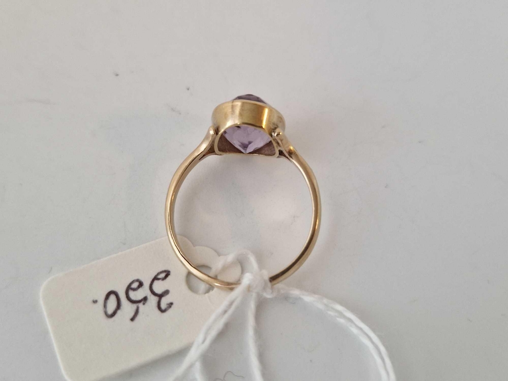 Pretty amethyst oval cut dress ring 9ct Size P 2.7g - Image 3 of 3