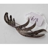 Silver marcasite set spray brooch