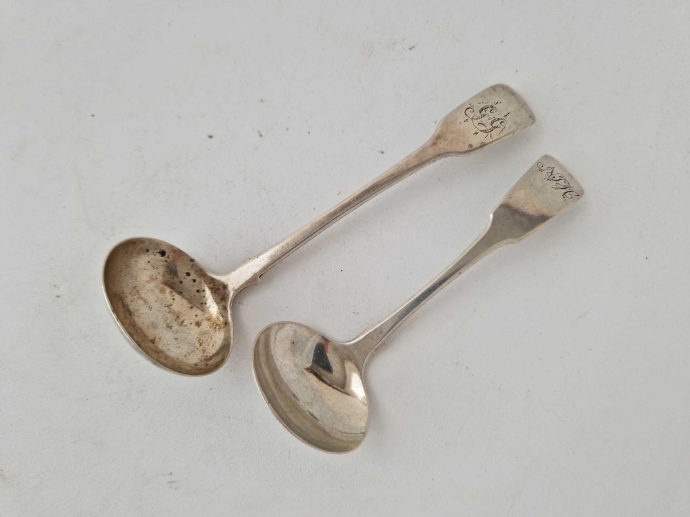 Two Exeter cream ladles and fiddle pattern, 1832 and 1840 by WRS