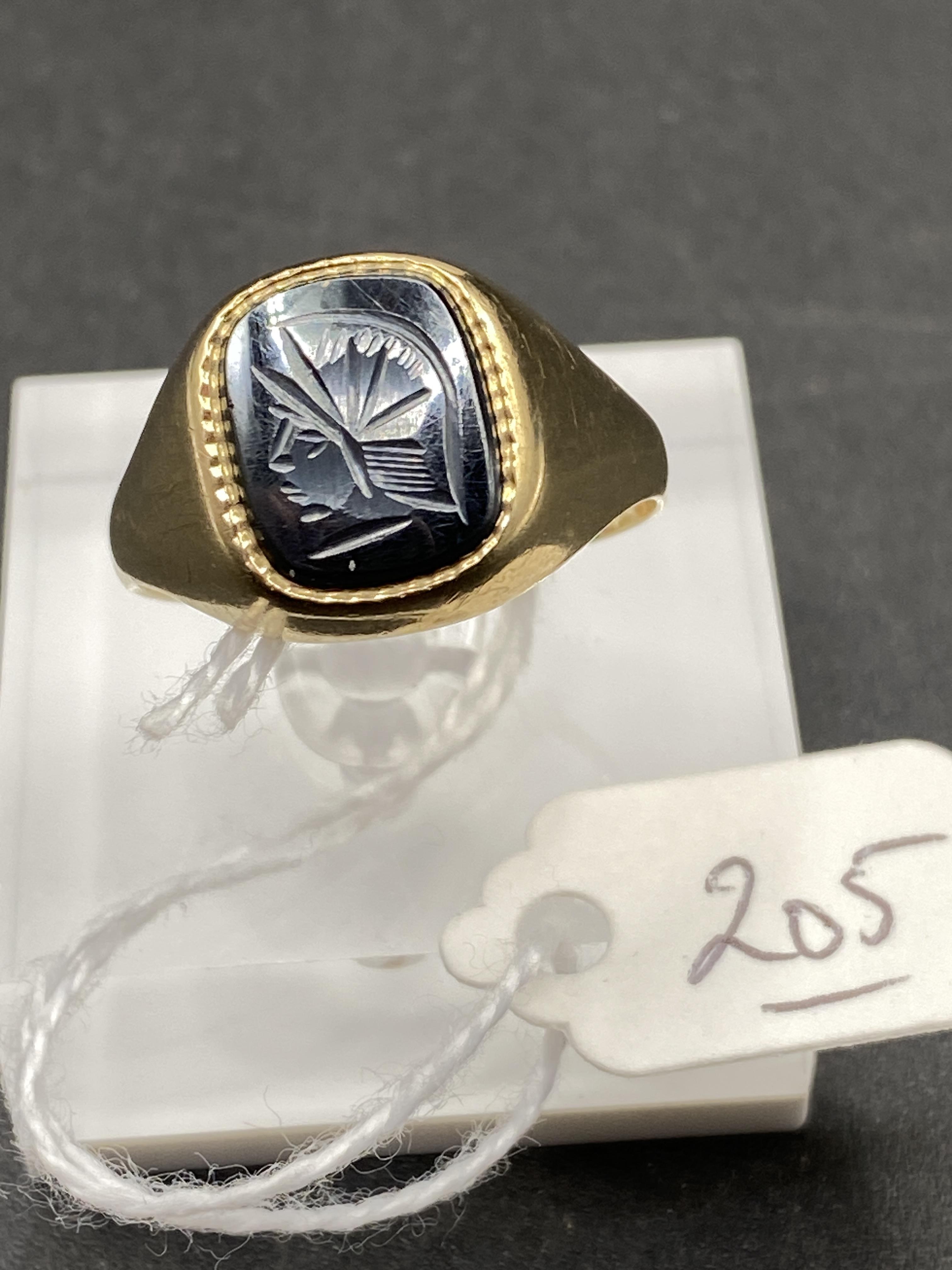 A gents hermatite 9ct signet ring size X5.1g inc