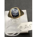 A gents hermatite 9ct signet ring size X5.1g inc
