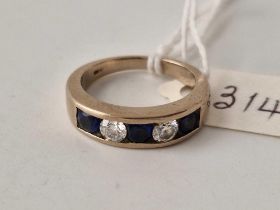 A SAPPHIRE AND DIAMOND 18CT WHITE GOLD RING SIZE L ½ 6.2g