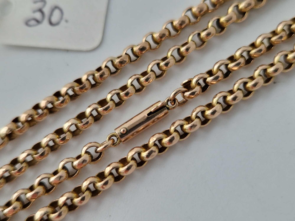 AN ANTIQUE BELCHER LINK CHAIN WITH BARREL CLASP, 9ct, 19 inch, 9.3 g - Image 2 of 4