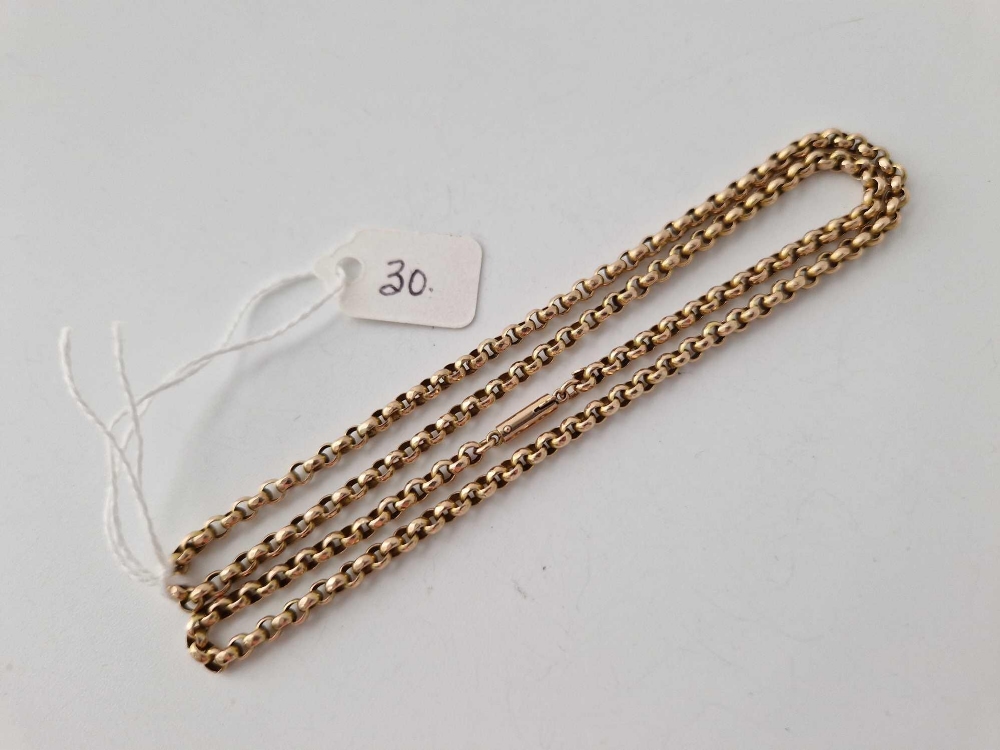 AN ANTIQUE BELCHER LINK CHAIN WITH BARREL CLASP, 9ct, 19 inch, 9.3 g