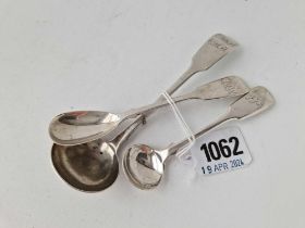 A Victorian Exeter cream ladle, 1849 and a salt and mustard spoon