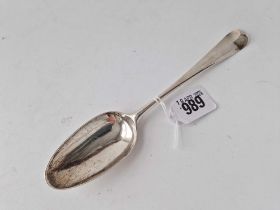 An early George III bottom marked Hanoverian pattern table spoon with scroll back, London 1774 by