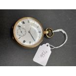 A gents gilt open faced pocket watch by WALTHAM with seconds dial