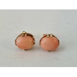A pair of coral set earrings, 9ct, 2.6 g