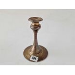 An Arts & Crafts style candlestick on spreading base, 6.5" high, Birmingham 1916